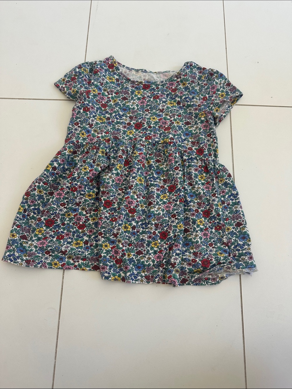 GAP Girls Floral Short Sleeve Dress - Blue, Red, Yellow